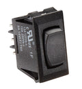 BLACK ROCKER SWITCH 10 A MOMENTARY ON/OFF/MOMENTARY ON SPDT CUTOUT .550IN