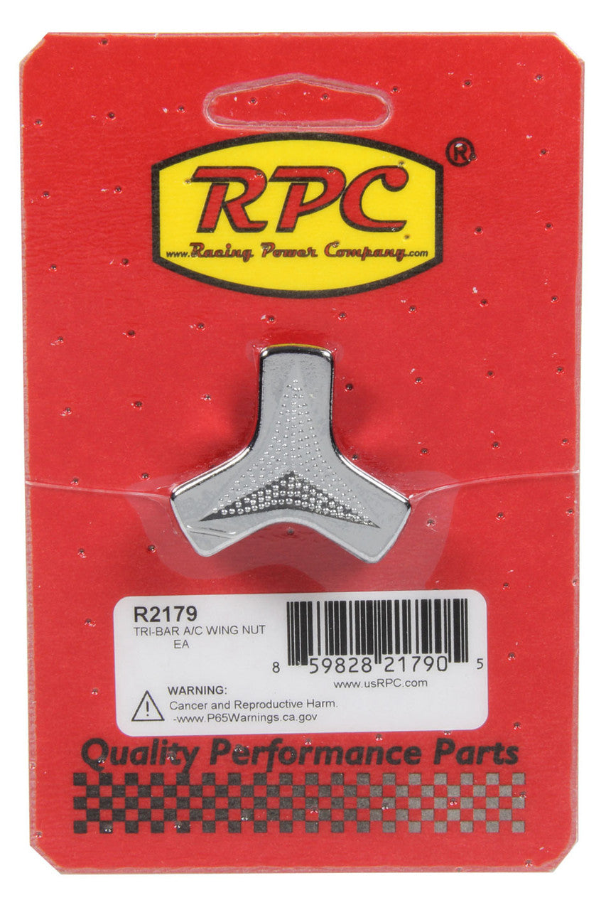 CHROME TRI-BAR WING NUT WITH 1/4-20