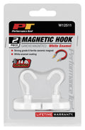 PERFORMANCE TOOL 2PIECE WHITE ENAMEL MAGNETIC HOOK