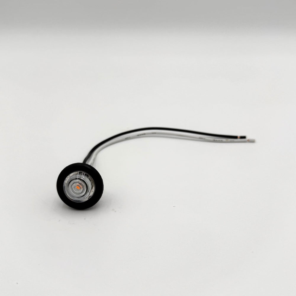 .75IN ROUND MARKER CLEARANCE LIGHTS 1 AMBER LED W/CLEAR LENS W/STRIPPED LEADS