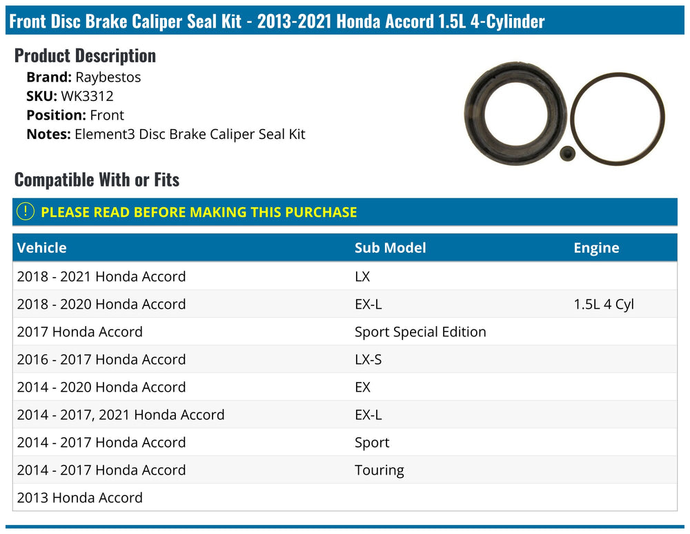 BRAKE CALIPER BOOT AND SE
