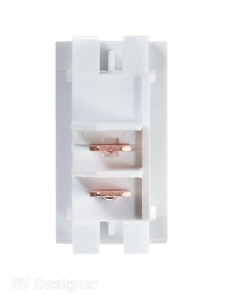 WHITE ROCKER SWITCH W/GOLD TEXT 10 A ON/OFF SPST CUTOUT .550IN X 1.125IN