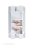 WHITE ROCKER SWITCH W/GOLD TEXT 10 A ON/OFF SPST CUTOUT .550IN X 1.125IN