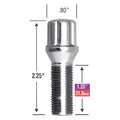 SMALL DIAMETER LUG BOLTS CHROME 14MM X 1.50 THREAD LENGTH: 1.25/32MM