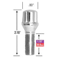 SMALL DIAMETER LUG BOLTS CHROME 14MM X 1.50 THREAD LENGTH: 1.18/30MM