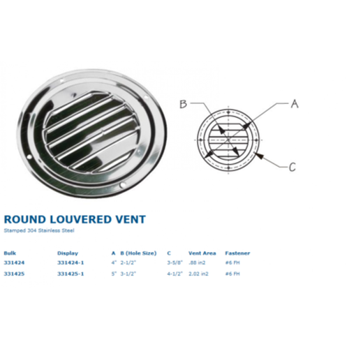 STAINLESS ROUND LOUVERED VENT- 4