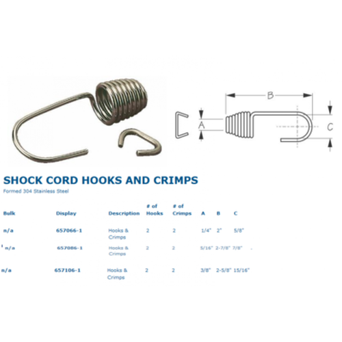 STAINLESS SHOCK CORD HOOK/CRMP