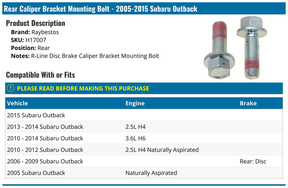 CALIPER ANCHOR PLATE BOLT