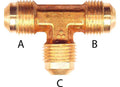 BRASS TEE1/2IN TUBE X 3/8IN TUBE