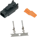 NAMZ Deutsch DTM 2-Position Plug w/2 Stamped Terminals & Wedgelock - Black (HD 74112-98BK)