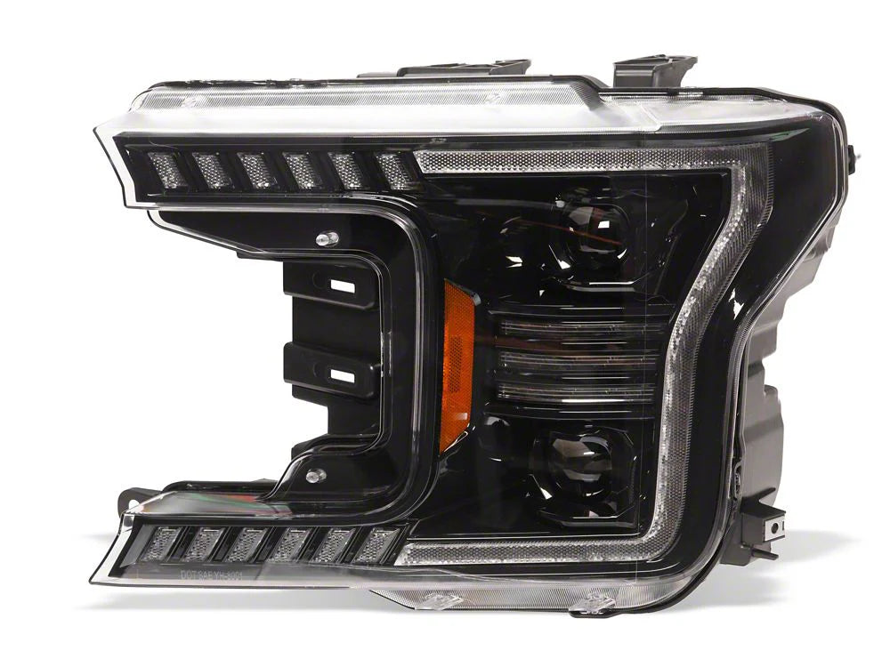 Raxiom 18-20 Ford F-150 LED Halo Surround Headlights with Amber DRL- Black Housing- Clear Lens