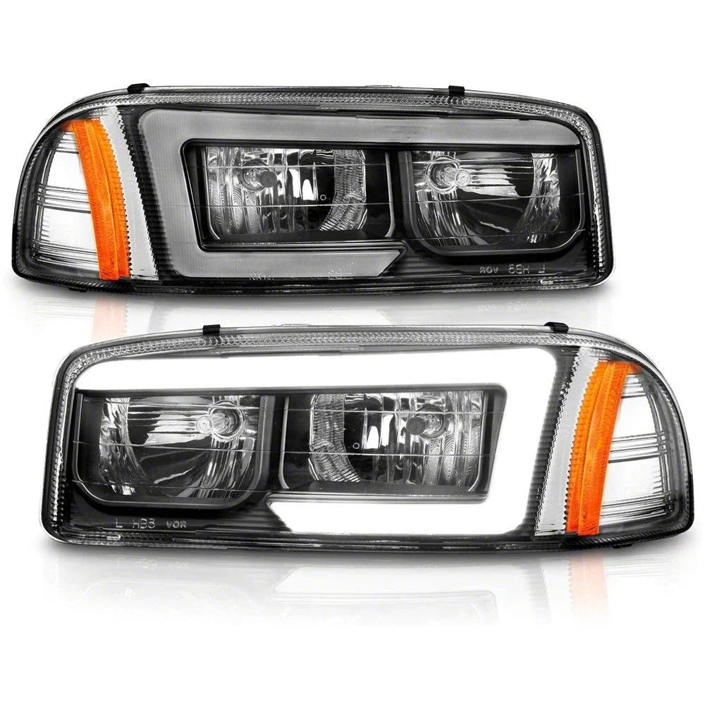 Raxiom 99-06 Chevrolet Sierra 1500 Axial Series LED DRL Headlights- Black Housing- Clear Lens