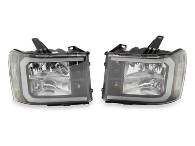 Raxiom 07-14 Chevrolet Sierra 1500/2500 HD/3500 HD LED Bar Headlight- Chrome Housing- Clear Lens
