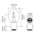 Hella Bulb 6245 12V 45/40W Ba20D B11 S2