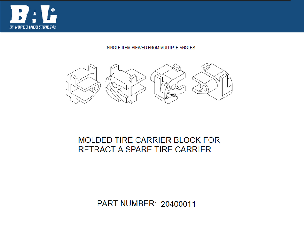 BLOCK RETRACTASPARE TIRE CARRIER MOLDED