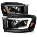 Raxiom 06-09 Dodge RAM 1500/2500/3500 Axial Series LED DRL Projector Headlights- Black- Clear Lens