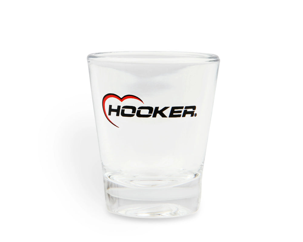2 OZ SHOT GLASS W/ HOOKER LOGO