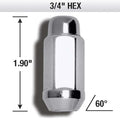 ACORN BULGE EXTRA LONG HEAT TREATED (3/4 HEX1.9 LONG) 12MM X 1.75