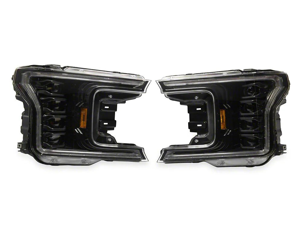 Raxiom 18-20 Ford F-150 CXR Series LED Headlights with Amber DRL- Black Housing- Clear Lens