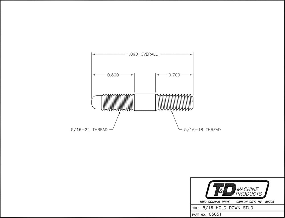 5/16 x 1.890 Hold Down Stud