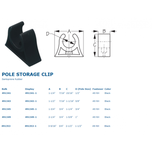 RUBBER POLE CLIP BLACK 5/8