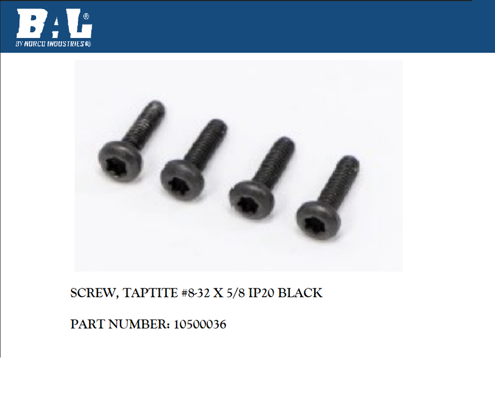 SCREW TAPTIE #8-32X.625 IP20 BLKOX