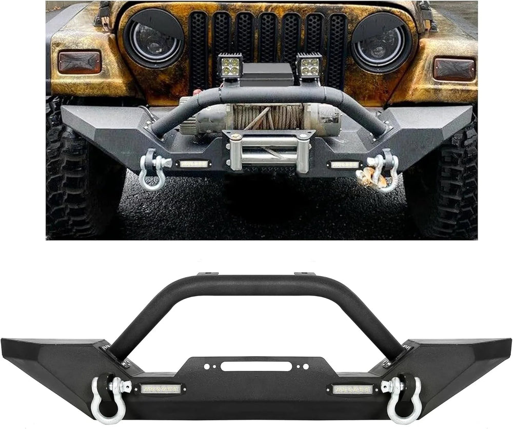 Front Winch Bumper with D-Rings and LED Lights