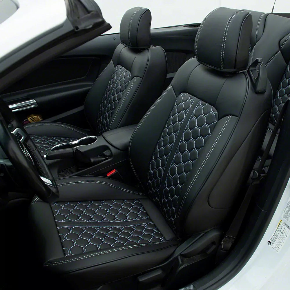 Seat Covers, Black with White Stitching