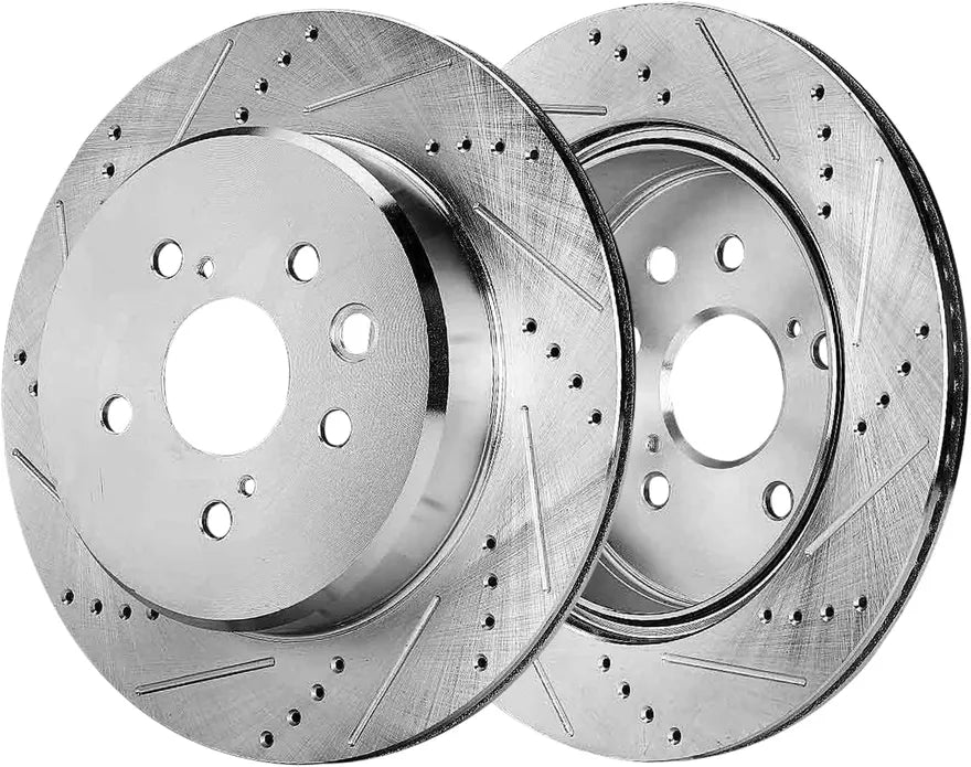 Rear Drilled and Slotted Brake Rotor Pair