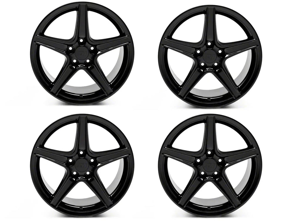 4-Piece Staggered Saleen Style 18x9/10 Gloss Black Wheel Kit