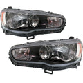 Headlight Pair Black Housing Clear Lens