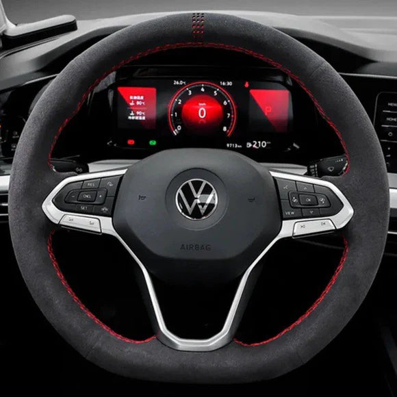 Custom Steering Wheel Cover for VW Golf MK8 DSG Red