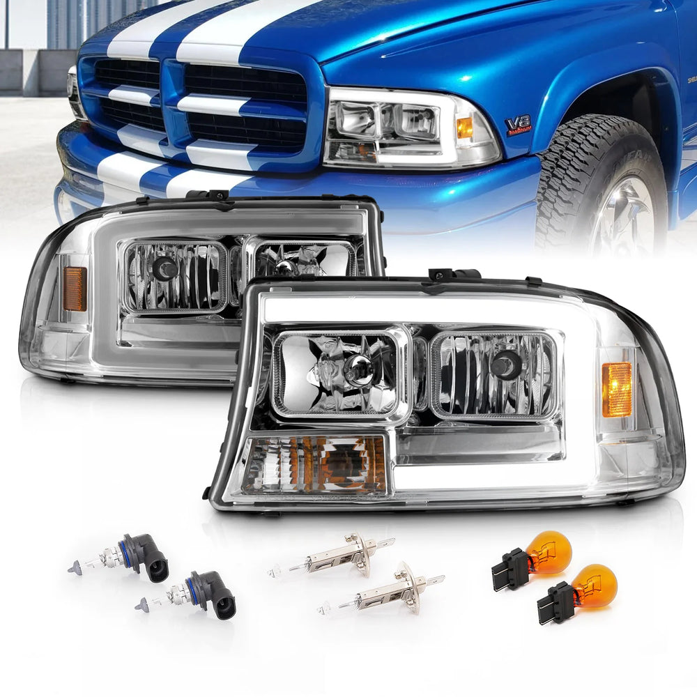 Chrome C-Light Bar Headlight Set