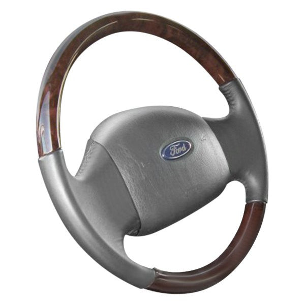 Medium Parchment Leather Steering Wheel w/ Blue Grip