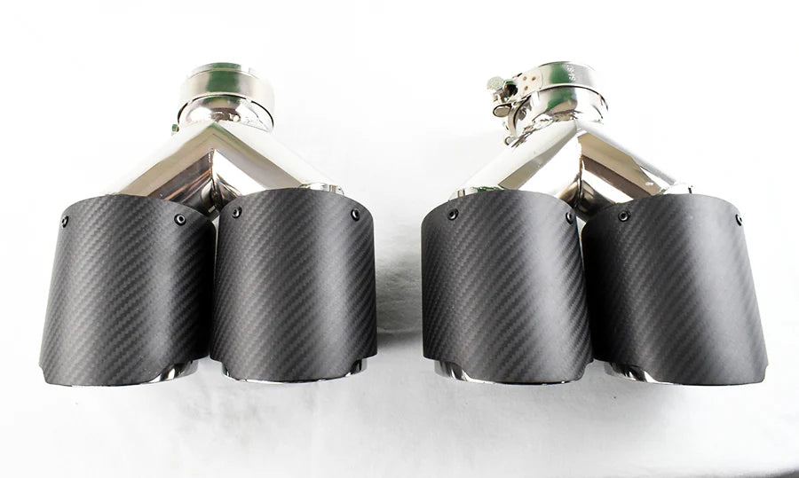 Dual 4.0" Quad Carbon Fiber Exhaust Tip Set