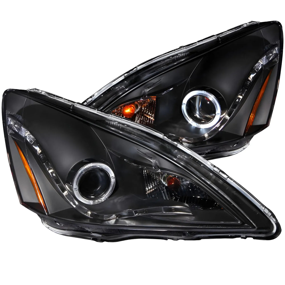 Black Projector Headlights w/ Dual CCFL Halo Rings & LED Bar