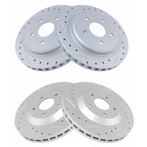 G-Coated Slotted and Drilled Front and Rear Brake Rotor Set