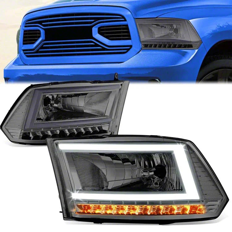 C-Shaped LED DRL Sequential Headlights with Smoked Lens