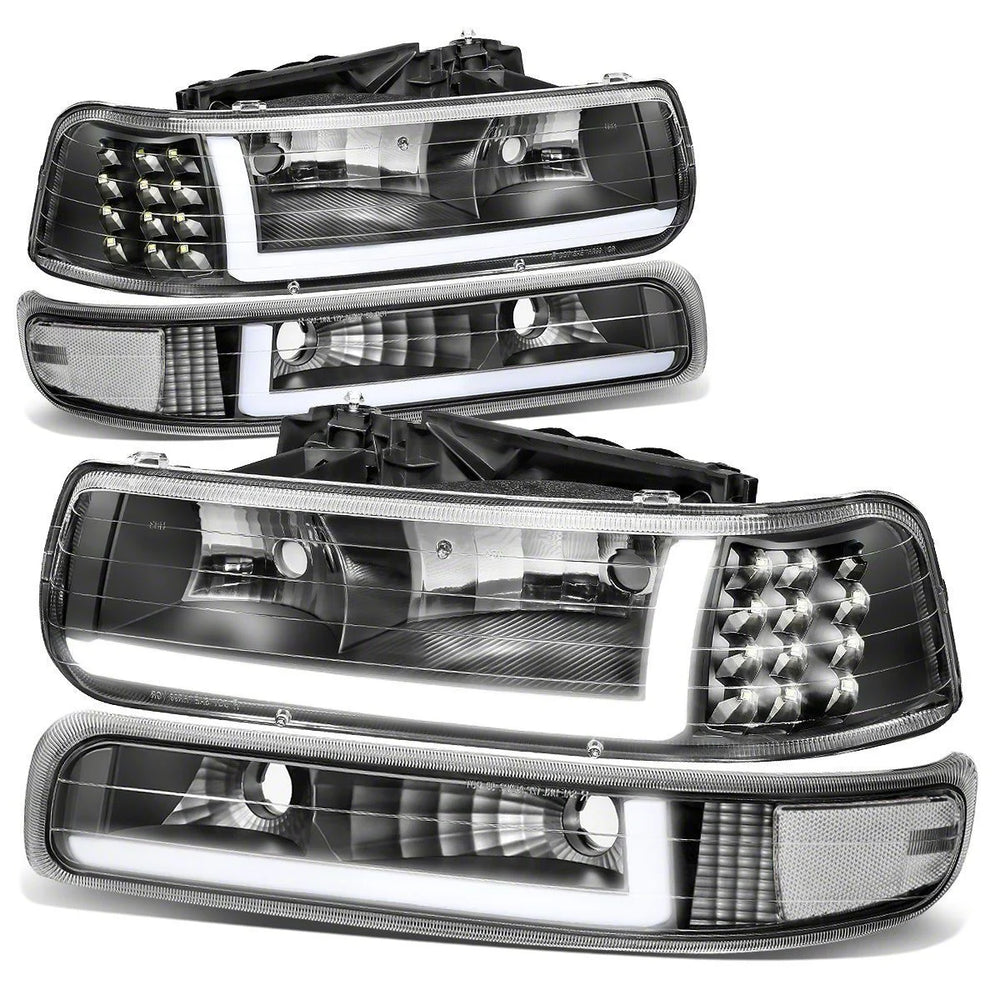 LED DRL Headlights, Black Housing, Clear Lens