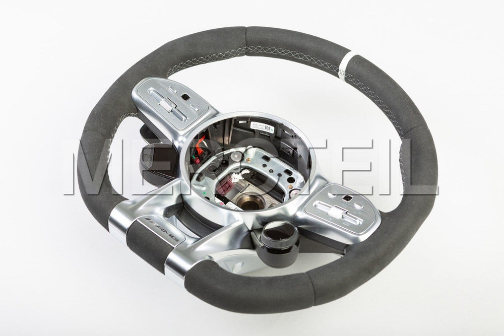 Alcantara Steering Wheel with White Nappa Leather 12