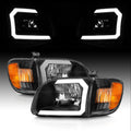 Black Housing Headlight Set with C Light Bar