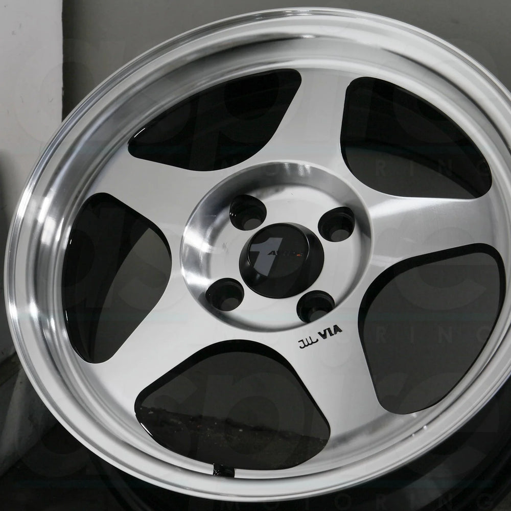 AV8 15x7 4x100 +35 Black Machined Face Alloy Wheel