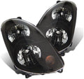 Black Housing Clear Lens Halogen Headlight Assembly - Pair