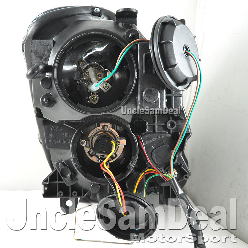 Black Housing Clear Lens Halogen Headlight Assembly - Pair