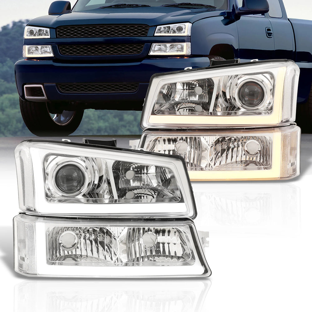 Projector Headlights with LED DRL Bar