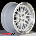 CP21 15x8 +25mm 4x100 Gloss White Machined Lip Wheel
