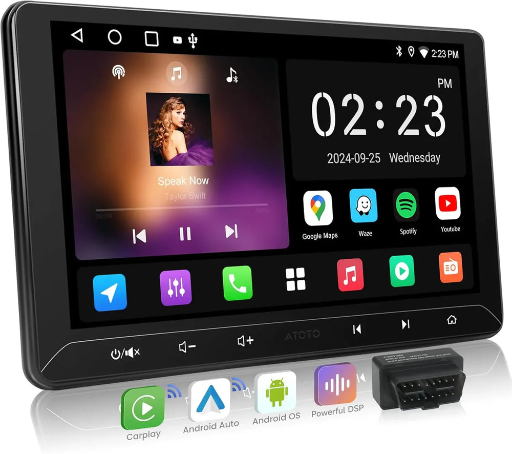 10.1-Inch Double-DIN Android Car Stereo with Wireless CarPlay