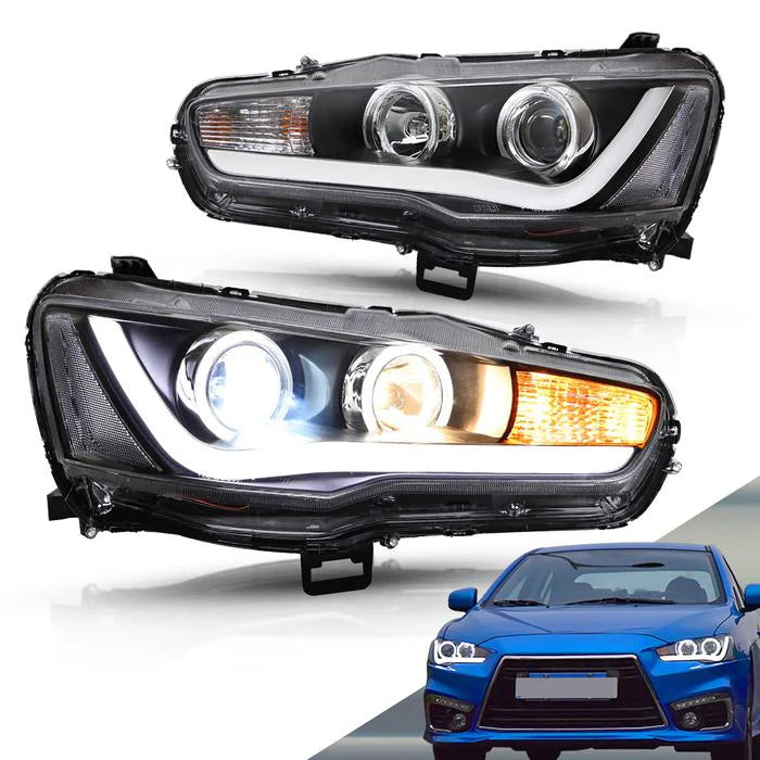 LED Headlights with Amber Halogen Turn Signals