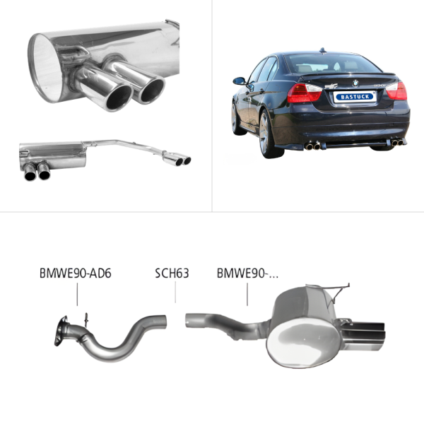 Sport Exhaust Rear Silencer Stainless Steel 63mm EG Certified