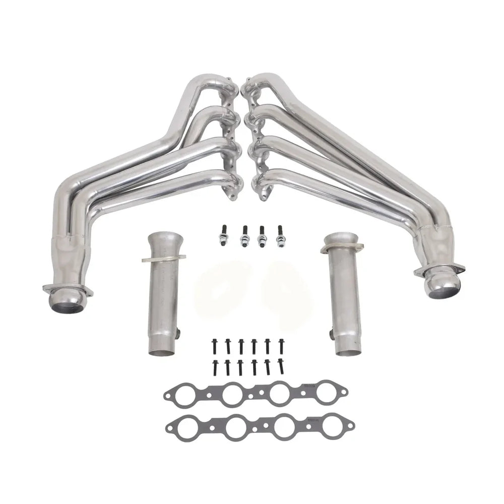 1 7/8" Long Tube Exhaust Headers, Polished Silver Ceramic